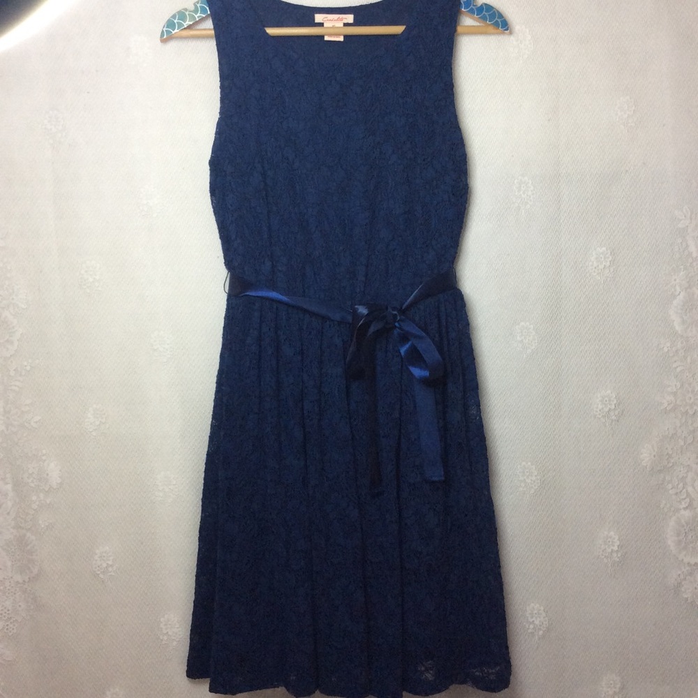Candalite Navy Lace Overlay Sleeveless Dress XS - Picture 2 of 8